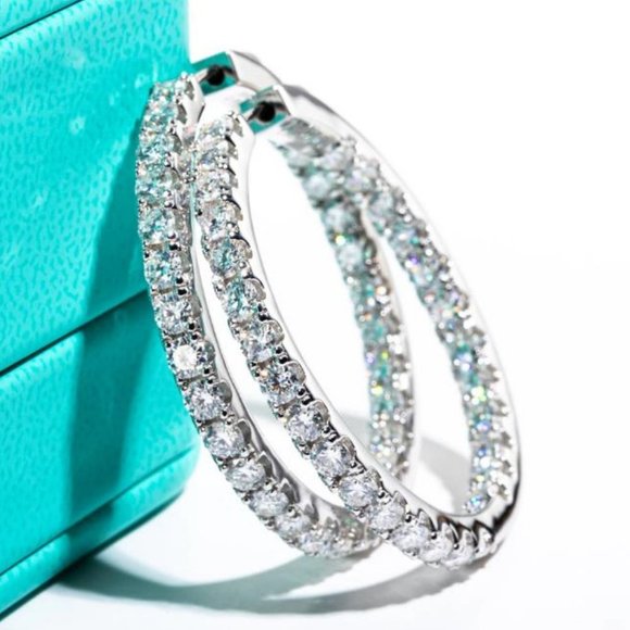 Jewelry - Certified 2.88 ct. t.w. Moissanite Diamond Inside Out Hoop Earrings NEW